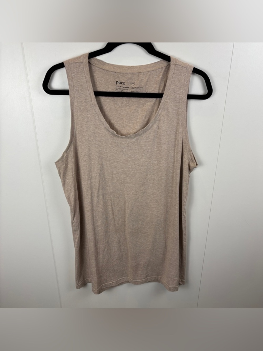 Pact Beige Sleeveless Tank Top Scoop Neck XXL Stretch Organic Cotton Tan Sand